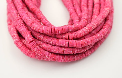 6mm vinyl Heishi beads speckled pink polymer clay beads